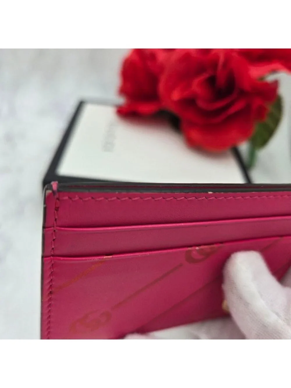 ★SOLD★ Gucci GG Marmont Stripe Card Case - Picture 4 of 13